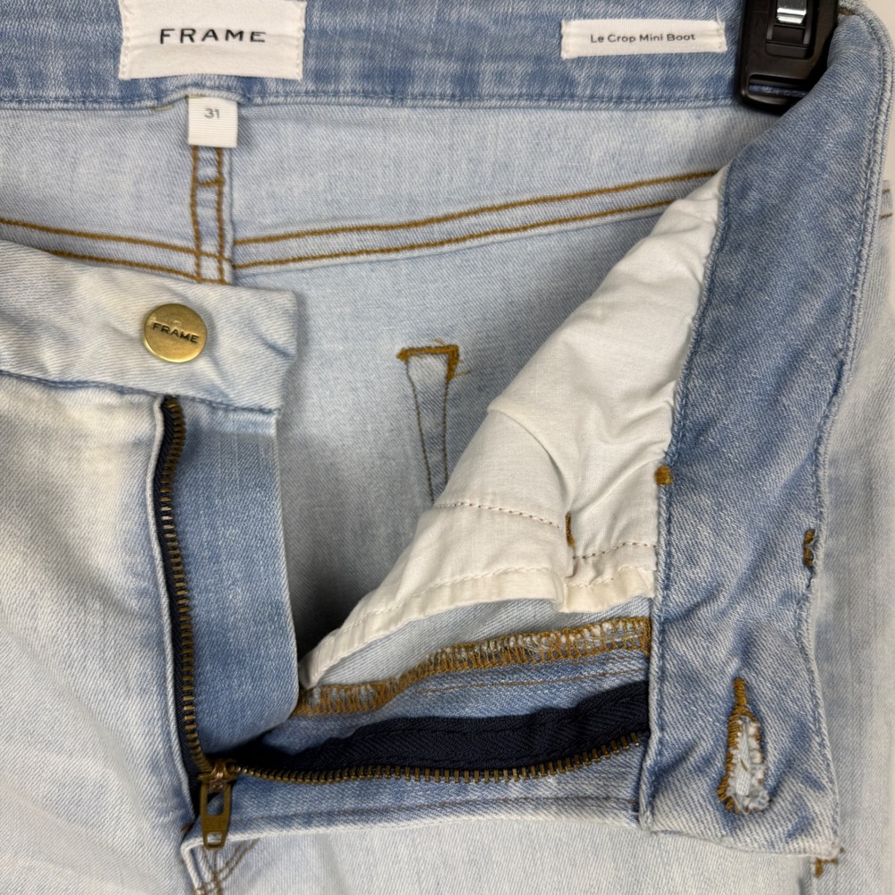FRAME Le Crop Mini Boot Jeans Women Light Wash Blue Flared Denim Cotton 31 - Picture 6 of 10